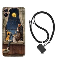 Samsung Galaxy A04E Kılıf Resimli Boyun Askılı İpli Desenli Silikon Dog And Girl 1358