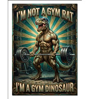 Dinozor Halterci Gym Dinosaur Poster Dekoratif Kanvas - Mdf Ahşap Tablo