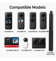 Lexroo Görünmez Selfie Çubuğu, Insta360 X3, X2, X4, X5, ONE RS, GO 3, One X, Evo ile Uyumlu