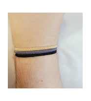 Unisex 3’lü Krem Gri Siyah Asansörlü Ayarlanabilir Örgü Makrome Bileklik Seti-Hediyelik İp Bileklik