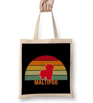 Maltipoo Mom Maltipoo Vintage Silhouette Bez Çanta Uzun Saplı