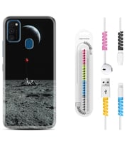 Samsung M21 M22 M23 M30 M31S M32 Kılıf Kablo Koruma Spiral Silikon Astronoot Red Baloon 1608