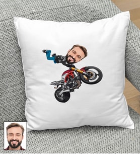 Kişiye Özel Motorcu Tasarımlı Karikatür Yastık 114