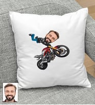 Kişiye Özel Motorcu Tasarımlı Karikatür Yastık 114