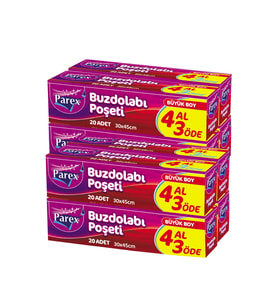 Buzdolabı Poşeti Büyük Boy 4 Al 3 Öde (4*20) 30 x 45 cm İkili Set