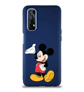 Realme 7 Soft Premier Kapak Mickey Mouse-C Tasarımlı Silikon Kılıf - Lacivert (Şeffaf)