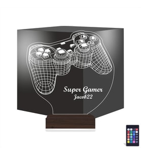 Luvivia Gamer Joystick Oyuncu Konsol Kişiye Özel 3D Lamba - Masa Gece Lambası
