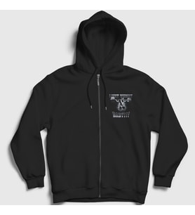 Presmono Unisex Siyah Light Weight Baby Gym Spor Ronnie Coleman Fermuarlı Kapüşonlu Sweatshirt 360220tt