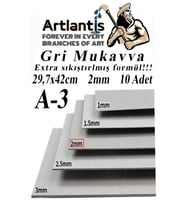 A3 Mukavva Gri 2 mm 10 Adet 1 Paket 29.7x42 cm A-3 Mukavva 2,0 mm Kalınlığında A-3 Mukavva