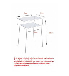 Geyik Yan Sehpa, Metal Sehpa, Cam Sehpa, Salon, Yatak Odası, Antre Beyaz