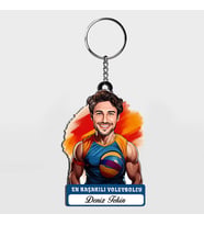 Karikatürlü - Erkek Voleybolcu İsimli Anahtarlık