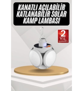 Kamp Lambası Güneş Enerjili Solar 5 Kanatlı Katlanır Lamba Karavan