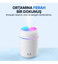 Mini Hava Nemlendirici (LED Işıklı) Oda Araç Aroma Difüzörü Buhar Makinesi USB