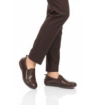 Ayakmod Premium Bej Hakiki Deri Anatomik Kadın Casual Ayakkabı 44404 Z (KAHVE)
