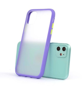 iPhone 11 Kılıf Mat Yüzey Renkli Kenar Silikon (Mor)