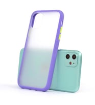 iPhone 11 Kılıf Mat Yüzey Renkli Kenar Silikon (Mor)