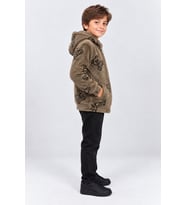 Çocuk Peluş Kapüşonlu Fermuarlı Sweatshirt Ayıcık Desenli Unisex Sıcak Tutan Mont Ak4120