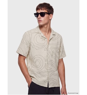 LCW Vision Bej Regular Fit Desenli Erkek Gömlek