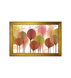 Soyut Şekiller Motifli Kanvas Tablo 50 x 70 cm Gold Çerçeve