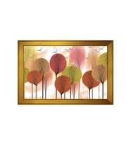 Soyut Şekiller Motifli Kanvas Tablo 50 x 70 cm Gold Çerçeve
