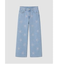 LCW Kids Mavi Wideleg Taşlı Kız Çocuk Jean Pantolon