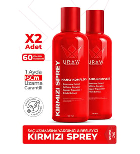Kırmızı Sprey 2’li Set  Saç Uzamasını Destekleyici & Güçlendirici Bakım Spreyi