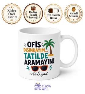 Ofis Dışında Yazılı Komik Tatil Kupası Özel Baskılı Hediye Bardak