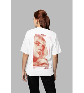Tasarım Billie Eilish Baskılı Unisex Oversize Şarkıcı Tişört