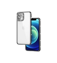 Apple iPhone 12 Uyumlu Kılıf Kamera Korumalı Taşlı Zore Mina Kapak (Siyah)