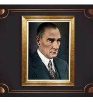 Özel Seri Paspartulu Çerçeveli Atatürk Tablo l47 (Gold)