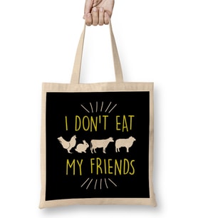 Funny I Don't Eat My Friends Vegan Cute Veganism Bez Çanta Uzun Saplı