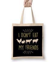 Funny I Don't Eat My Friends Vegan Cute Veganism Bez Çanta Uzun Saplı