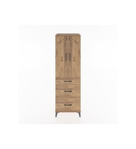 Hyperion Dolap Tek Raflı 3 Çekmeceli Tek Askılı 60x44x195 Çam-Çam