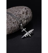 925 Ayar Gümüş Uçak Erkek Kolye Silver