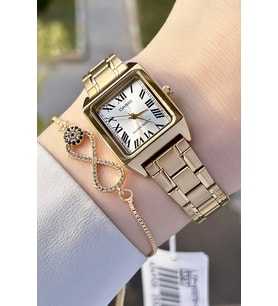 Casio CSISTE68 Gold Renk Hediye Paketli Kadın Kol Saati ve Bileklik