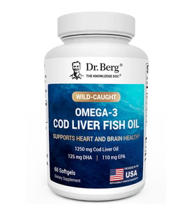 DR.BERG Omega-3 Cod Liver Fish Oil DHA EPA 60 Softgels