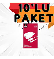 Gnp 2.1 Mah Lightning Kablo ve Şarj Cihazı 10lu paket (Beyaz)