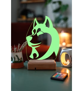 Husky Köpek 3D 16 Renk Gece Lambası