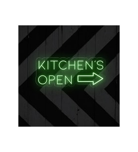 KITCHEN'S OPEN Yazılı ve Şekilli Neon Tabela