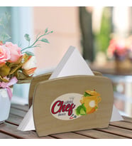 BK Gift Kişiye Özel Güzel Chef Tasarımlı Lüks Ahşap Peçetelik-3