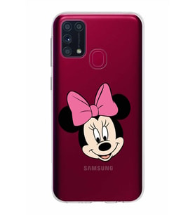 Samsung Galaxy M31 Kapak Minnie Mouse Tasarımlı Şeffaf Silikon Kılıf