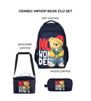 Cennec HipHop Bear Okul Çantası Seti – Sırt Çantası + Termal Beslenme Çantası + Kalem Çantası