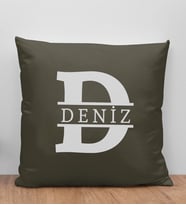 BK Gift Kişiye Özel Harfli Premium Kumaş Yastık Kılıfı-1 (SADECE YASTIK KILIFI), Ev Dekorasyonu, 5 Farklı Renk Seçeneği (Haki)