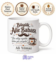 Büyük Aile Babası Yazılı Eğlenceli Kupa Bardak Babalar Günü Hediye