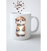 Anime Cute Otter Su Sanuru Baskılı Hediye Kupa Bardak Porselen Çay Kahve Fincanı