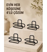 Delmeden Monte Tuvalet Kağıdı Askısı Siyah Metal Yapışkanlı Banyo Kağıtlığı 4’lü Set