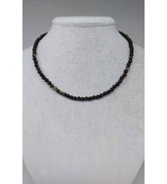 Golden & Siyah Obsidyen Taşı 4,5mm Kolye (SABİT KLİPSLİ)