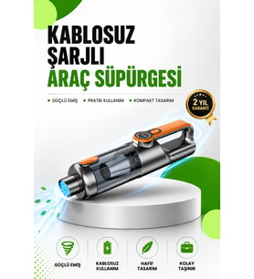 Kompakt Şarjlı El Süpürgesi Kuru ve Sıvı Temizlik 5 Aparatlı