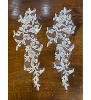 32X13 CM 2 Lİ BEYAZ NAKIŞ İŞLEME GÜPÜR APLİKE ARMA YAMA DİKİŞ HOBİ AKSESUARI