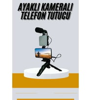 Tripod Telefon Tutucu Kumandalı Mikrofon Led Işık Vlog Video Kayıt